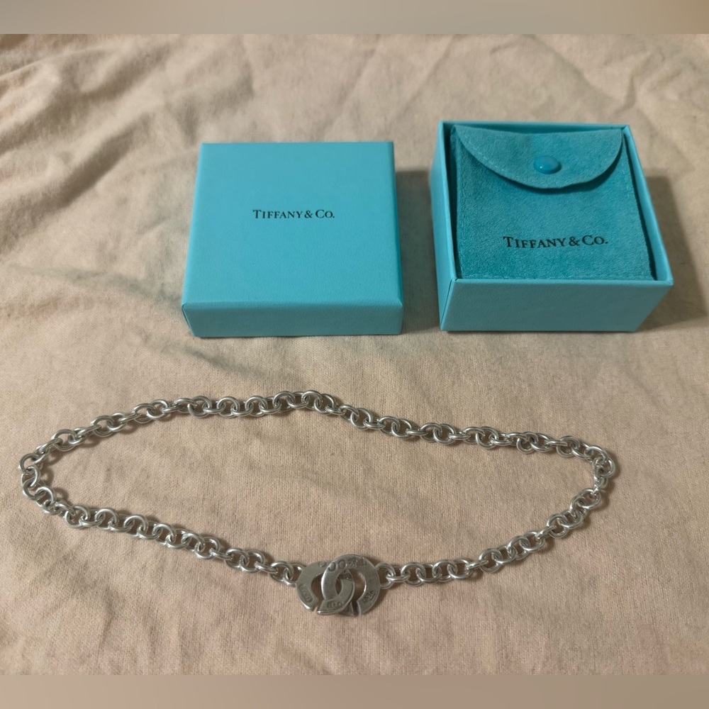 Tiffany & Co. 1837 Interlocking Silver Chain Necklace Authentic